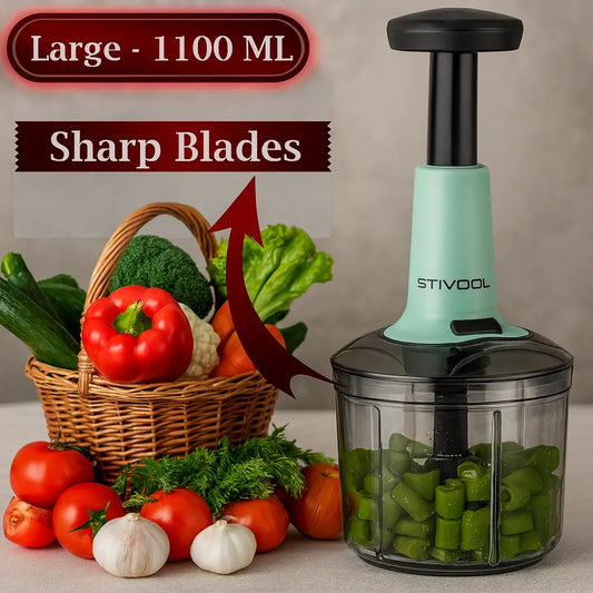 Manual Hand Press Square Push Chopper with 5 Blades for Easy Chopping Vegetables and Fruits