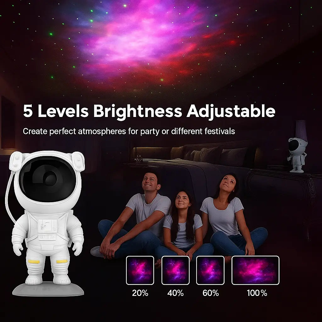 Tech Trends Star Galaxy Astronaut Projector Night Light LED Lamp for Bedroom with 360° Adjustable Timer and Remote Control