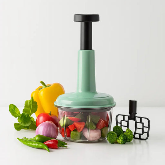 Manual Hand  Press Square Push Chopper with  5 Blades for Easy Chopping Vegetables and Fruits