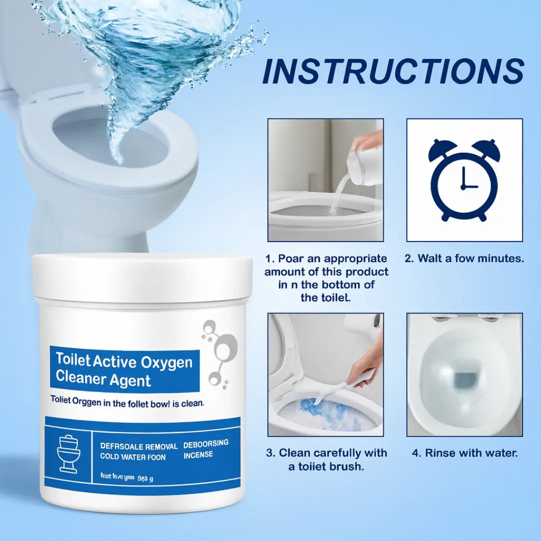 Toilet Active Oxygen Cleaner Agent, All Purpose Cleaning Powder Toilet Bowl Foam Cleaner ( Pack Of 2 )